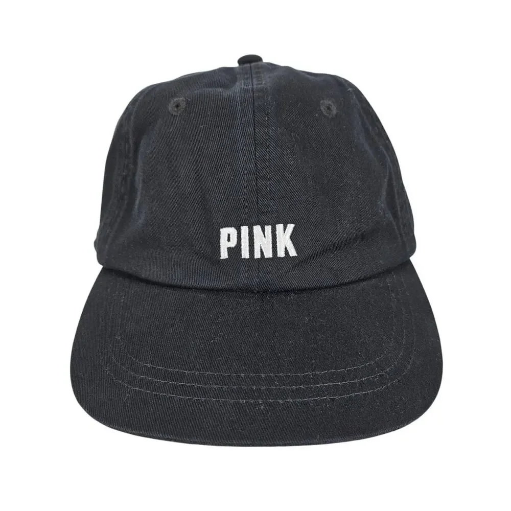 VS PINK BLACK BASEBALL CAP – WHITE EMBROIDERY – ADJUSTABLE STRAP – STREETWEAR